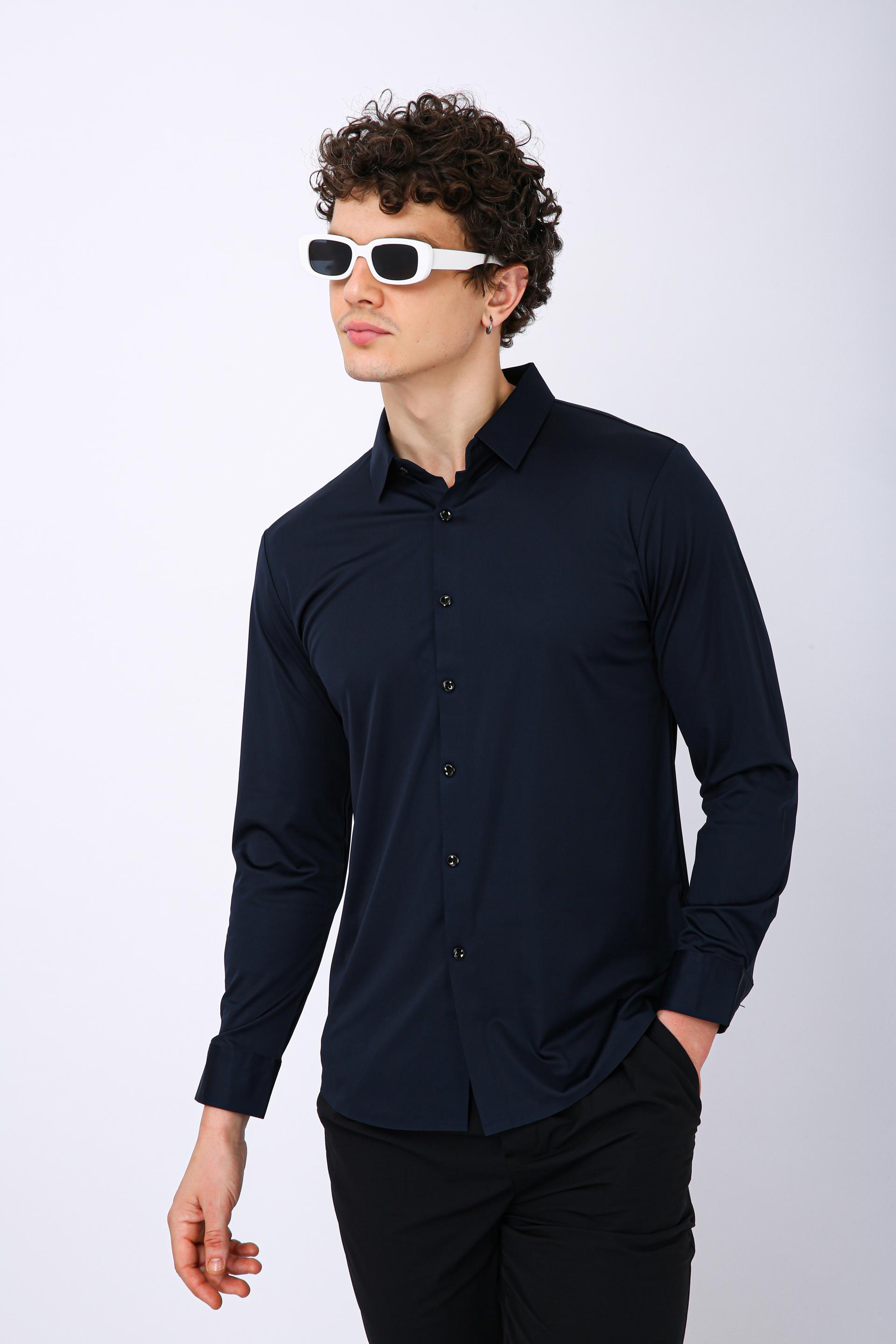 Premium Solid Formal Shirt  - Navy