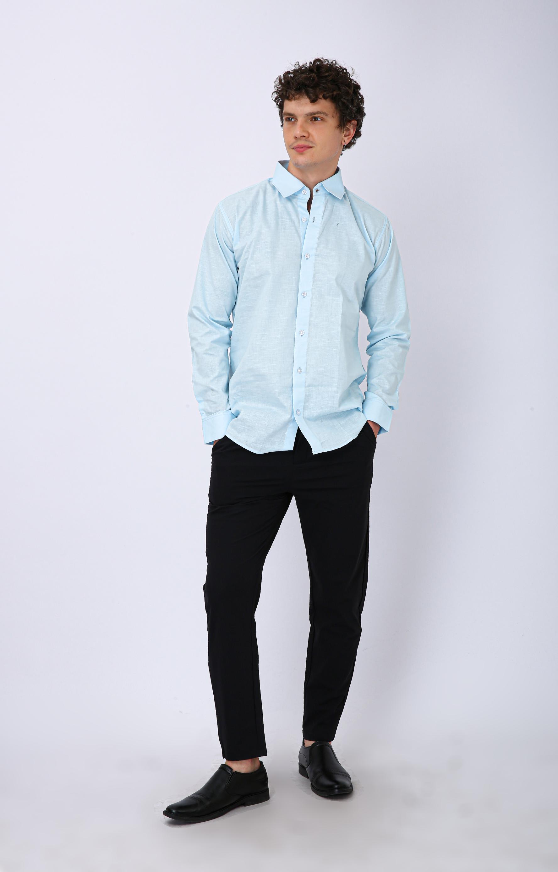Premium Formal Cotton Shirt - Sky Blue