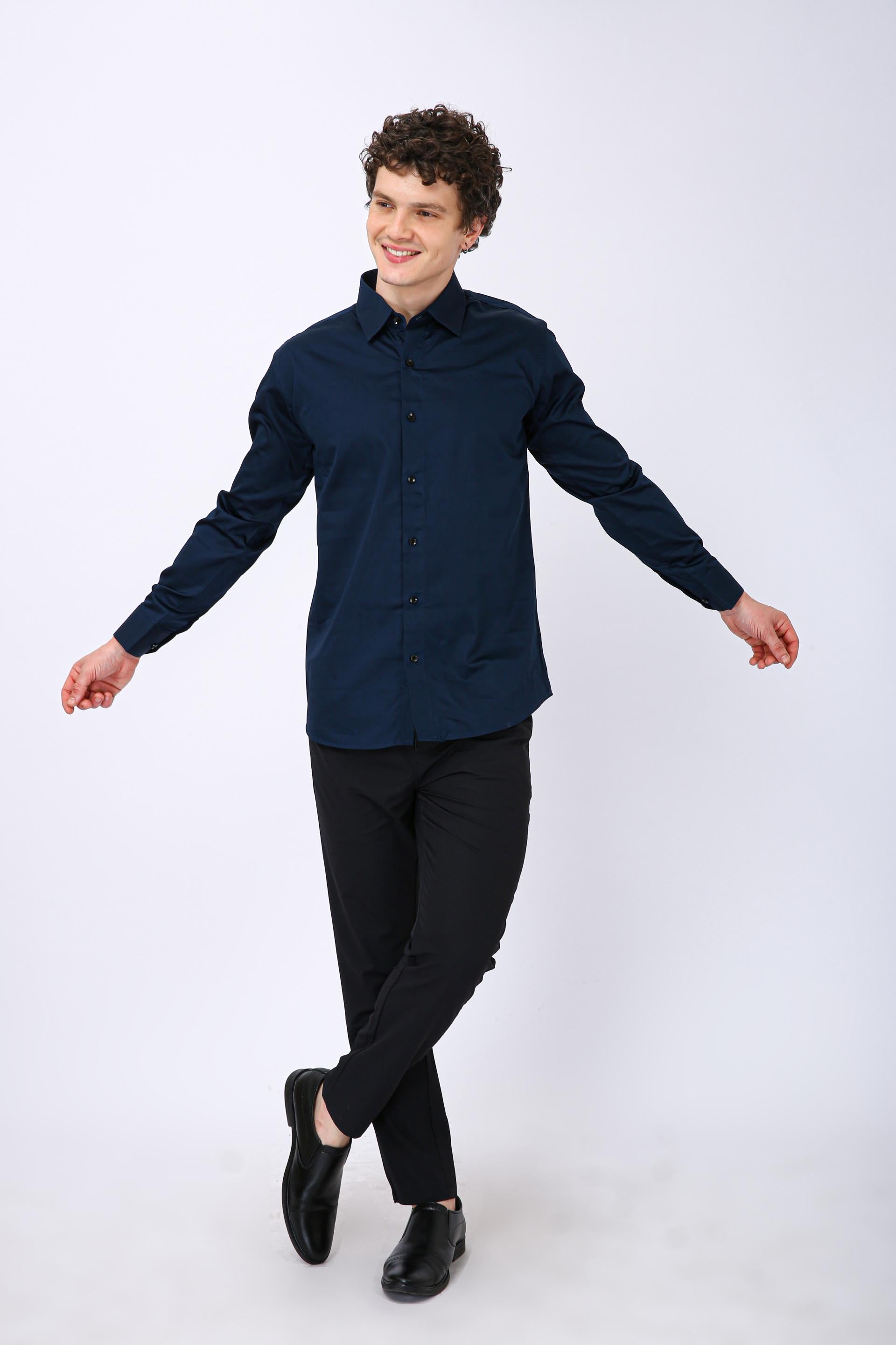 Men's Premium Solid Formal Shirt - Nevy Blue