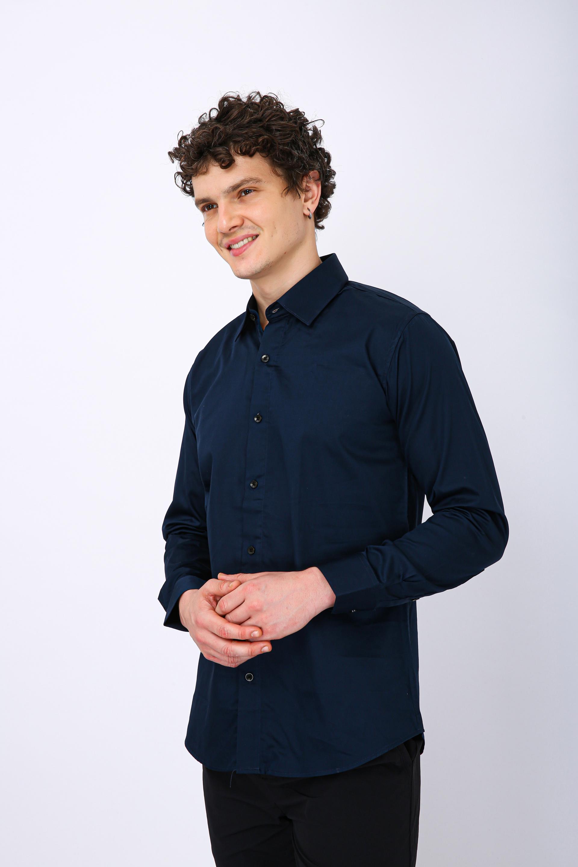 Men's Premium Solid Formal Shirt - Nevy Blue