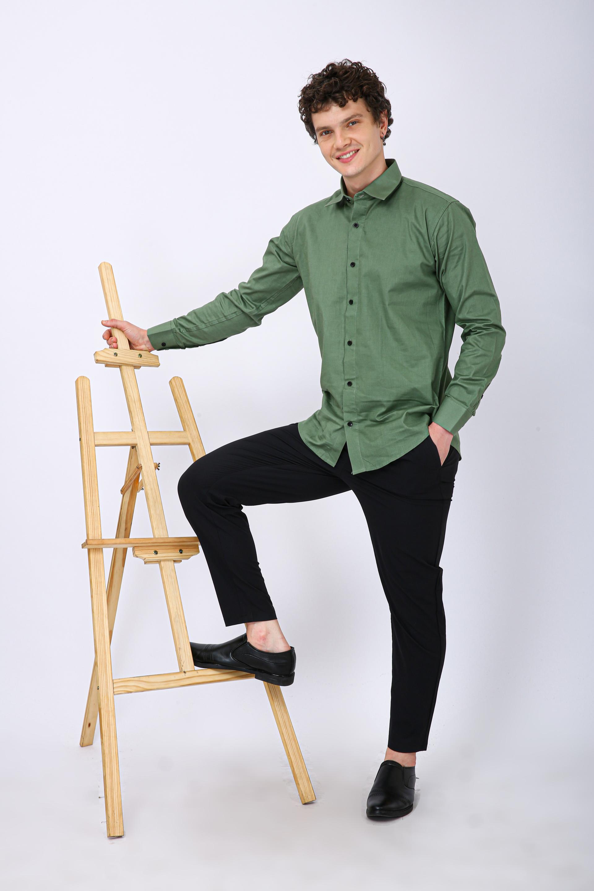 Premium Formal Cotton Shirt - Dark Green