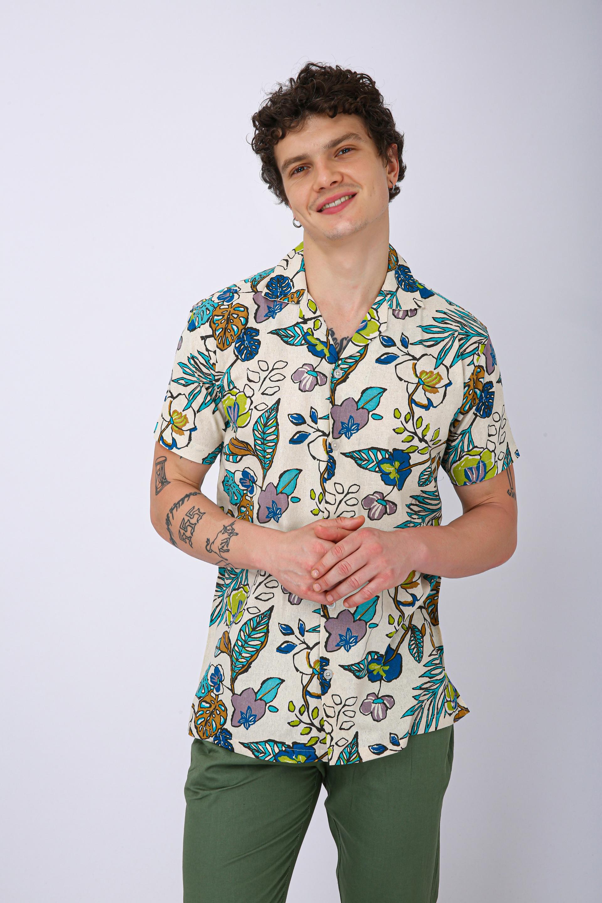 Premium Cuban Collar Patch Pocket Shirt - Light Purple