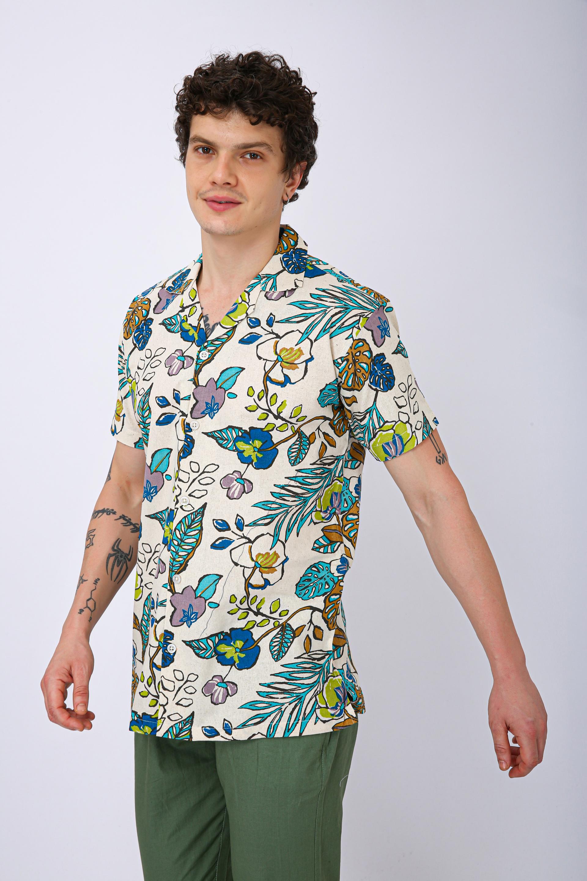 Premium Cuban Collar Patch Pocket Shirt - Light Purple