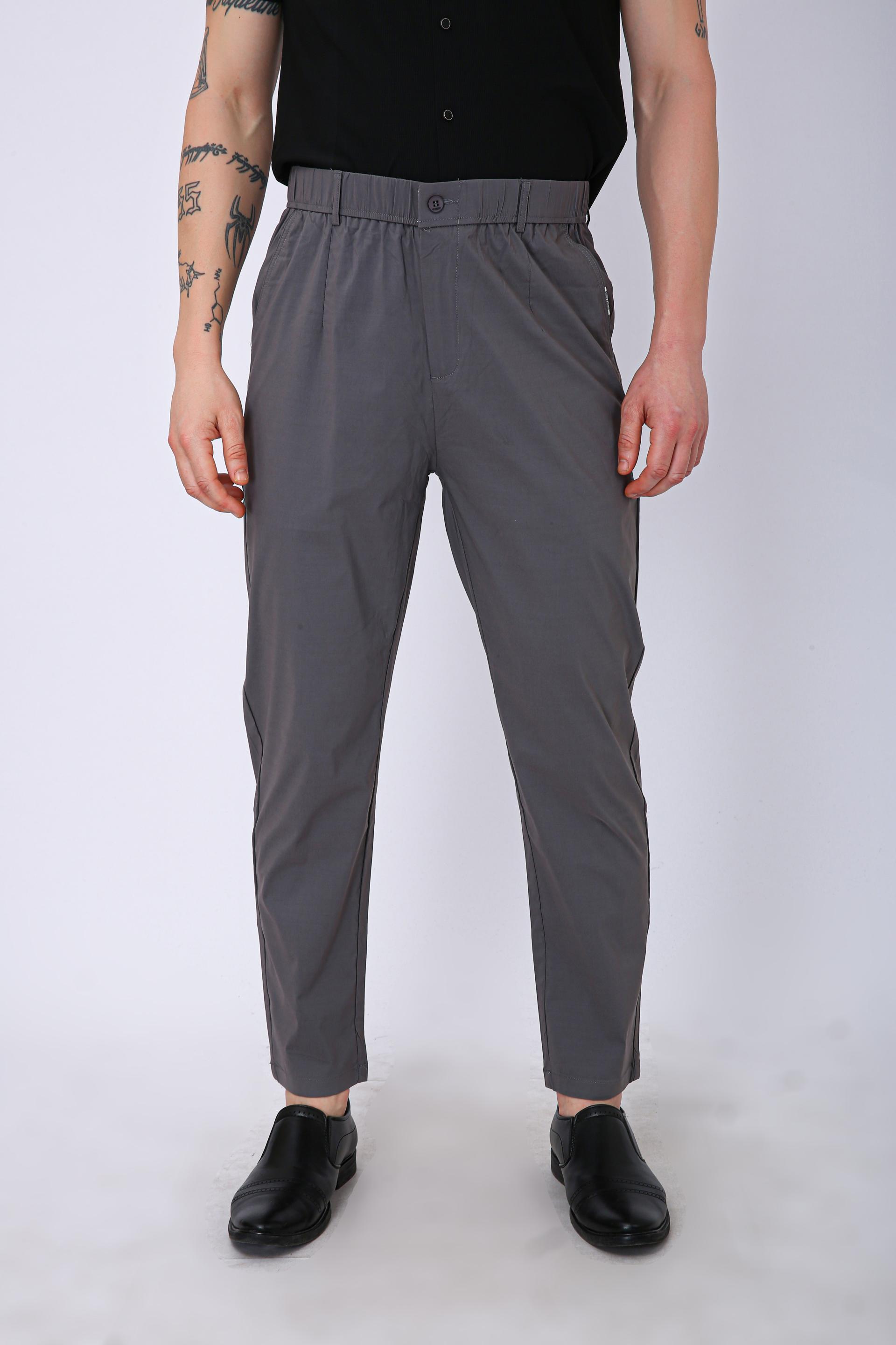 Men's Premium Drawstring Casual Trousers - Plain Green