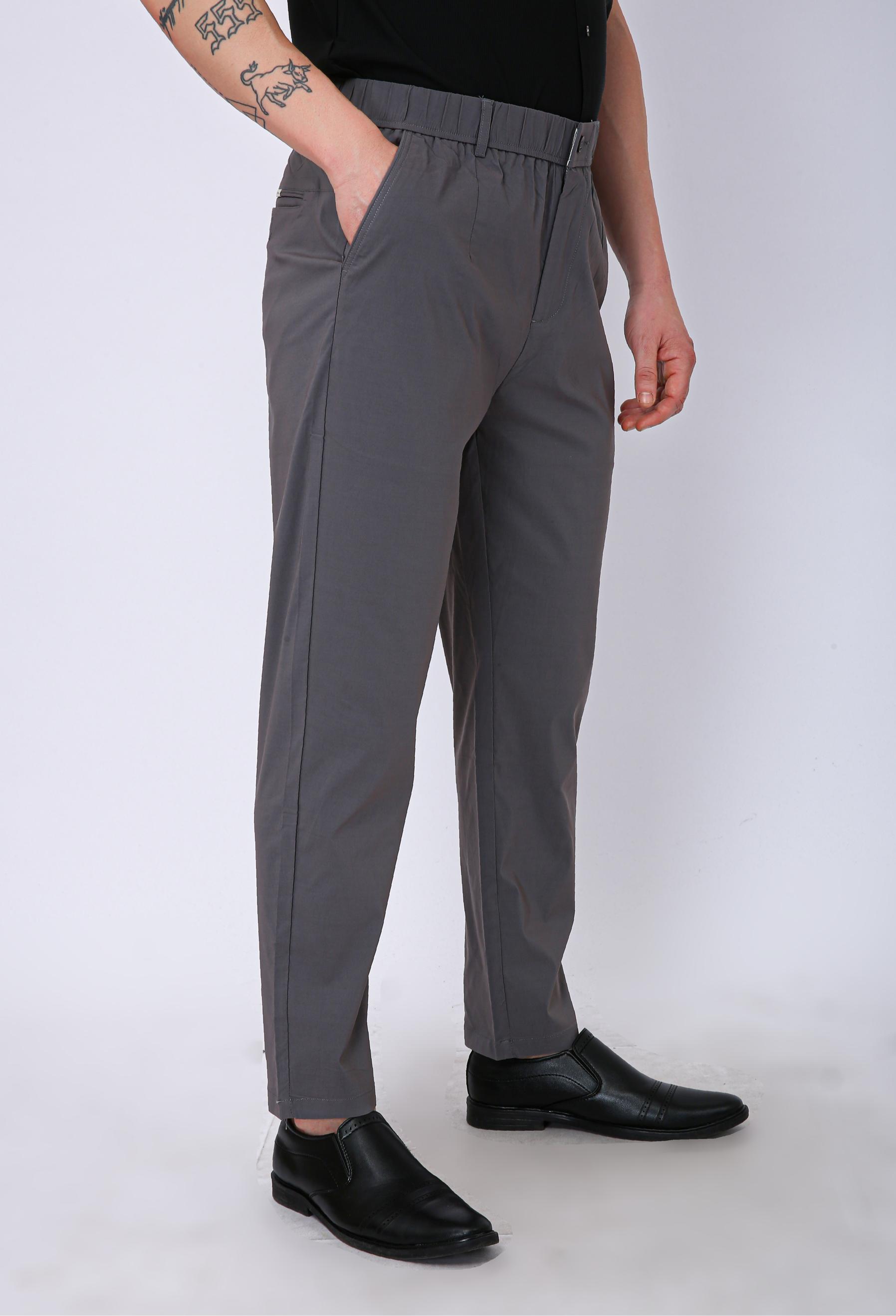 Men's Premium Drawstring Casual Trousers - Plain Green