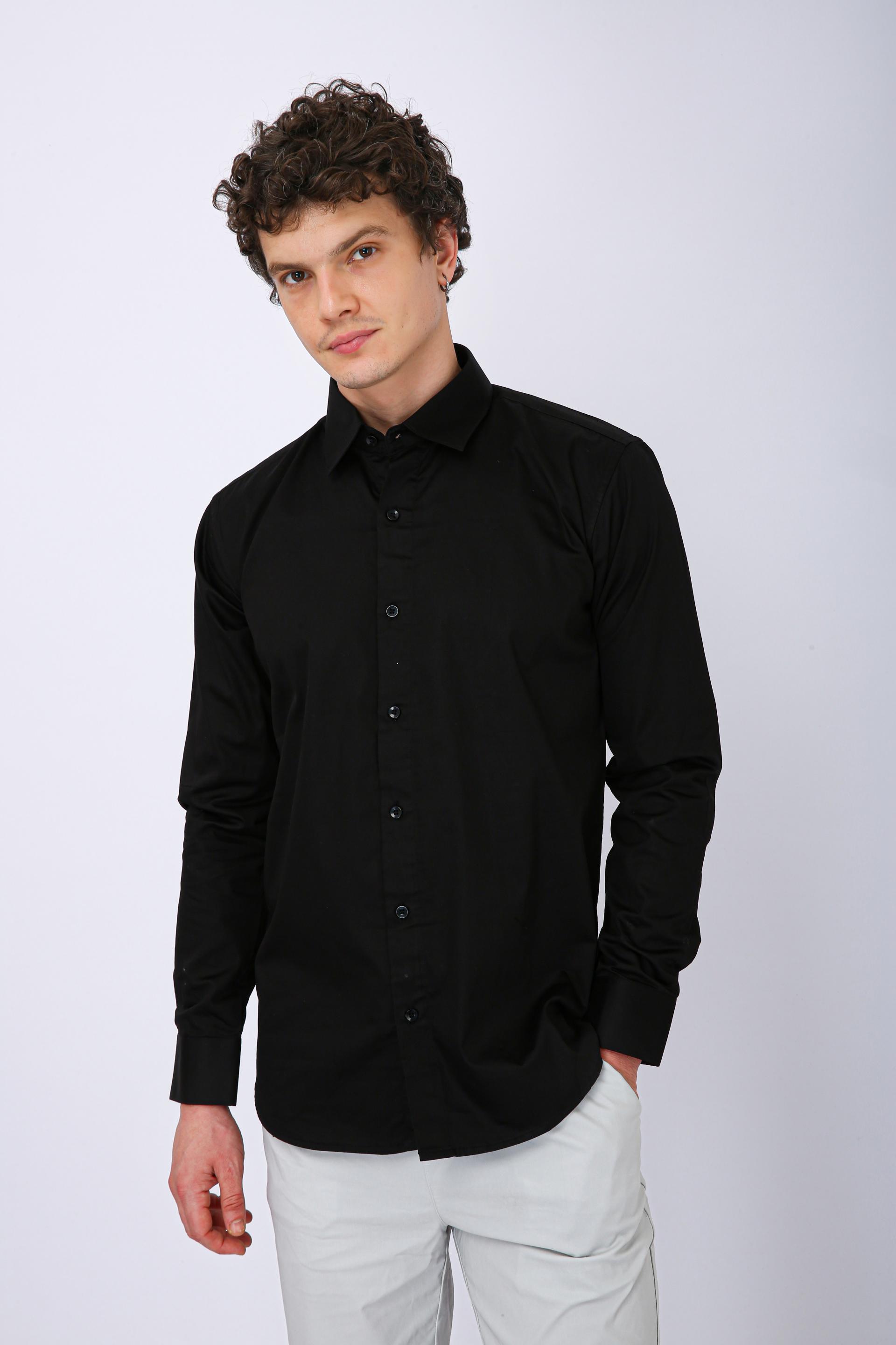 Men's Premium Solid Formal Shirt - Black
