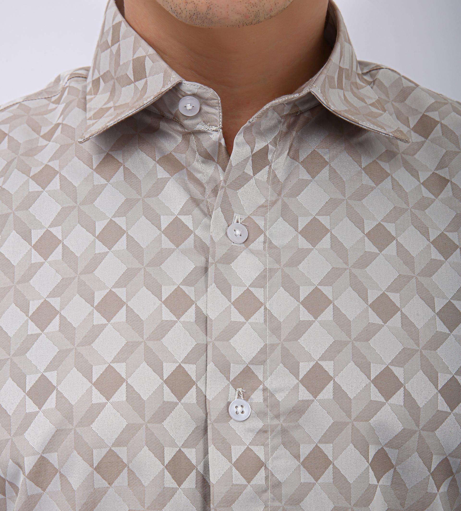 Premium Geometric Printed Casual Shirt - Ivory
