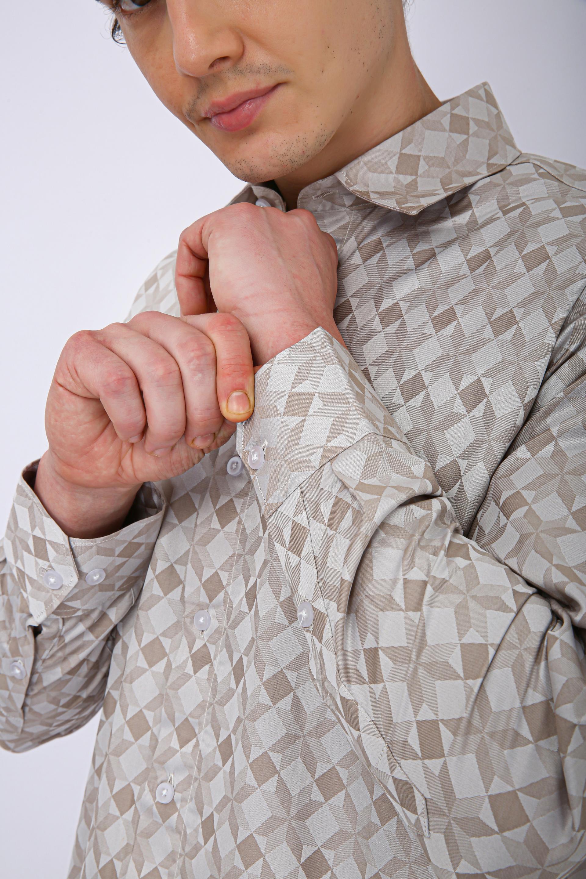 Premium Geometric Printed Casual Shirt - Ivory