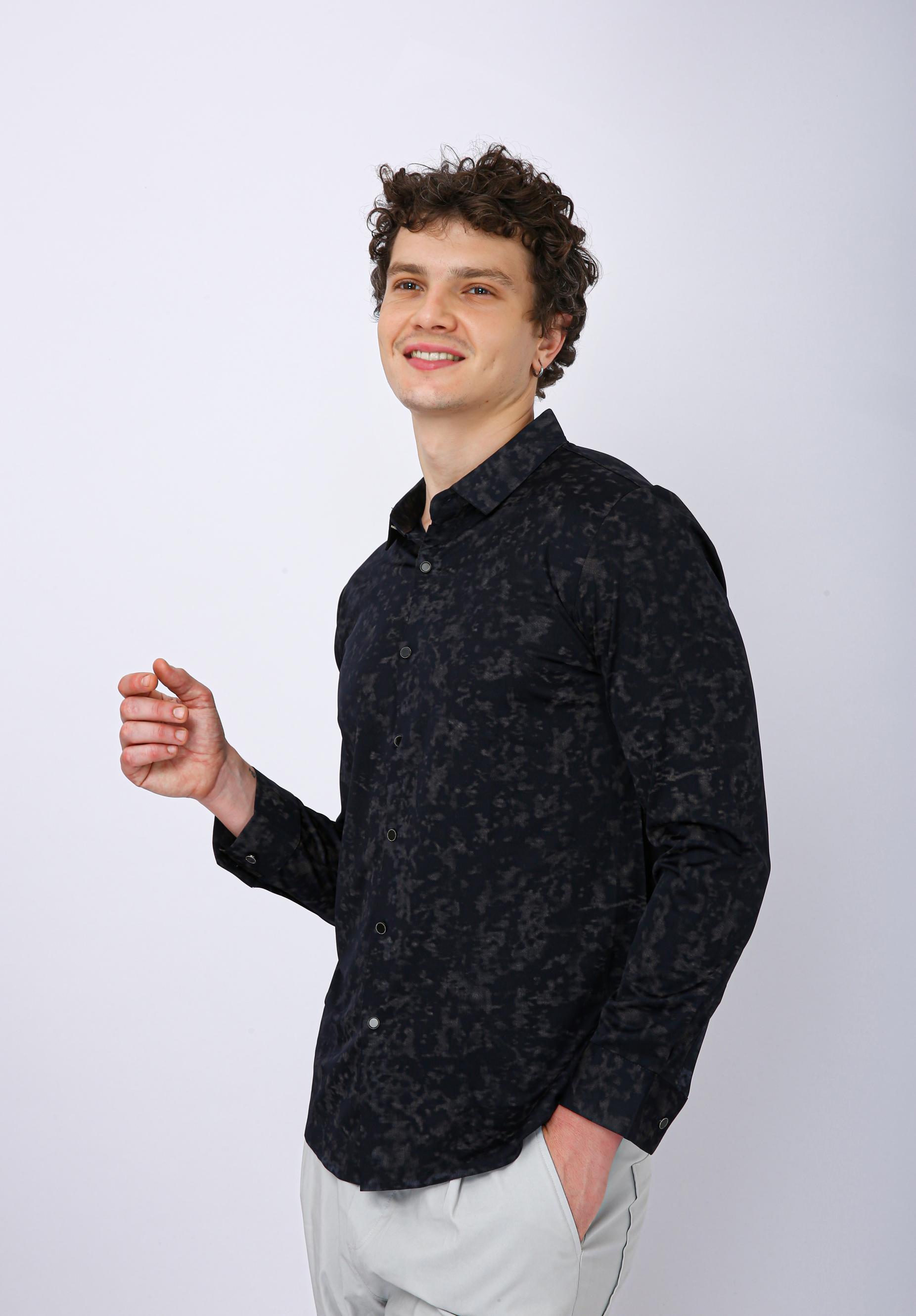 Premium Printed Casual Shirt - Navy